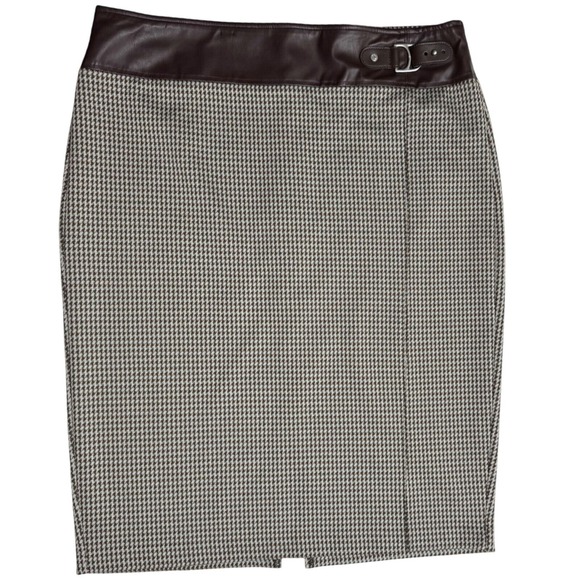 Lauren Ralph Lauren Dresses & Skirts - NWT Lauren Ralph Lauren Pencil Skirt 14 Houndstooth Stretchy Career Faux Leather